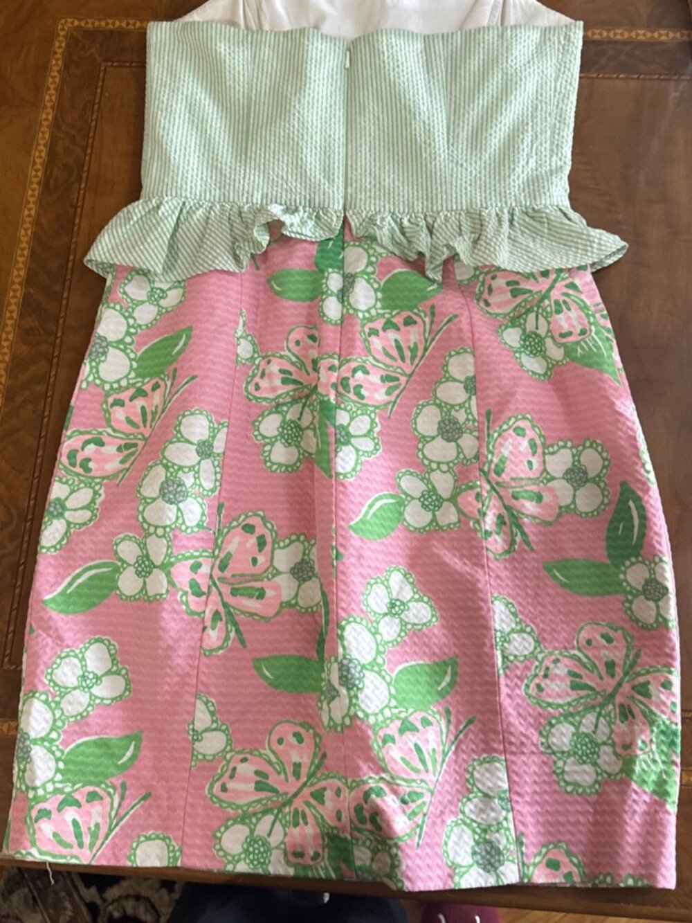 Lilly Pulitzer Striped & Floral Strapless Dress - 4 Pinks And Greens Lined Vaca - Picture 9 of 14